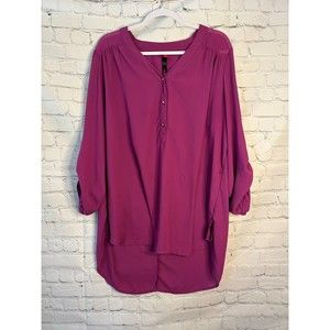 Women's Pure Energy Fuchsia Tunic Button 3/4 Sleeve Top. SZ 2. NWOT.